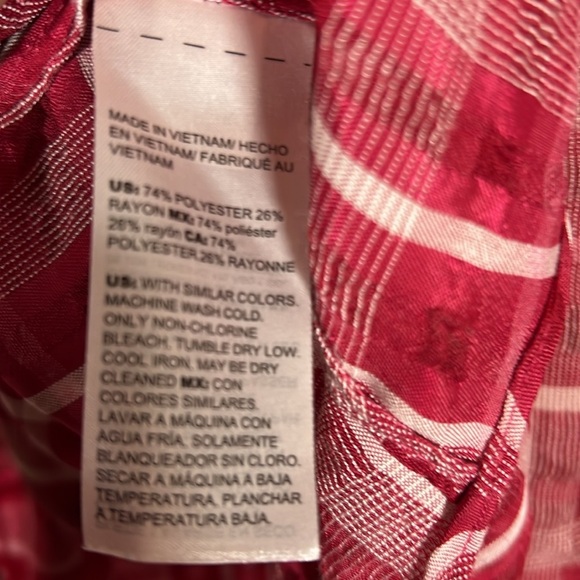 Chicos red plaid semi-sheer top size 2 large 12/14 - Picture 3 of 3